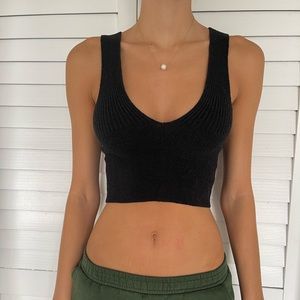 Black V Tank Crop Top